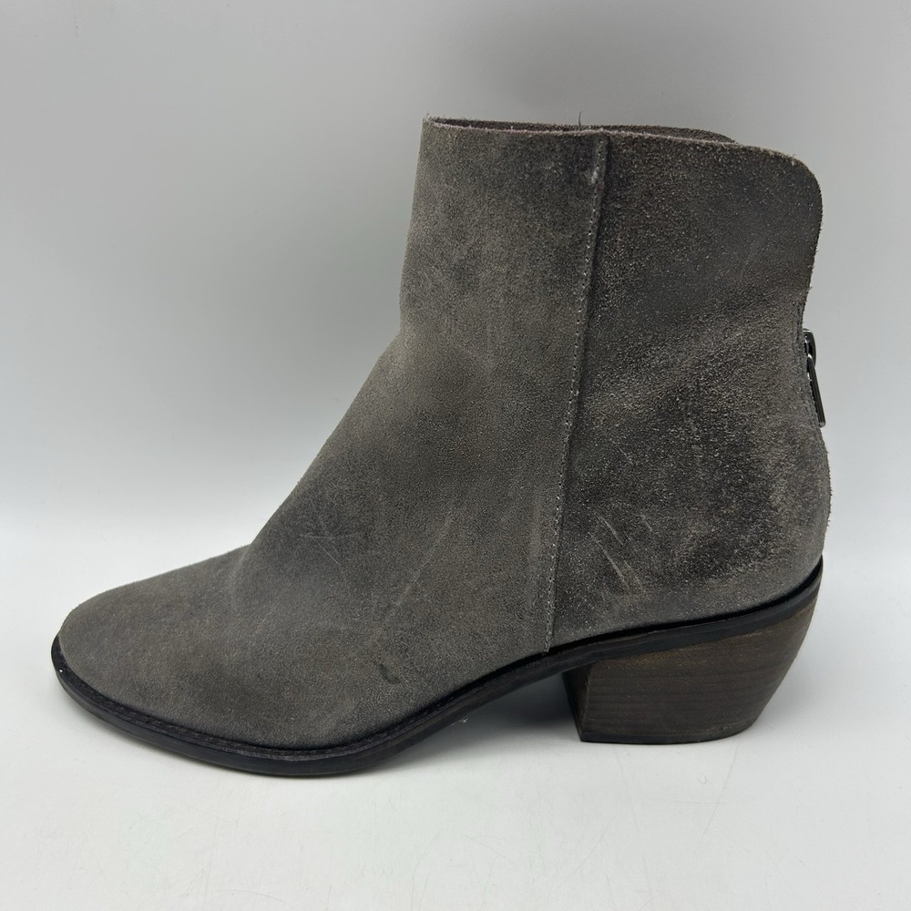 Lucky Brand Booties Womens 8.5 M Suede Leather Ankle Boot Gray Kaiya Casual